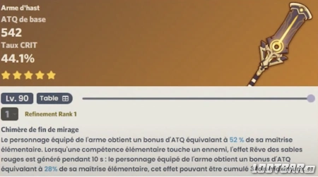 Genshin Impact Hu Tao arme signature Bâton de Homa
