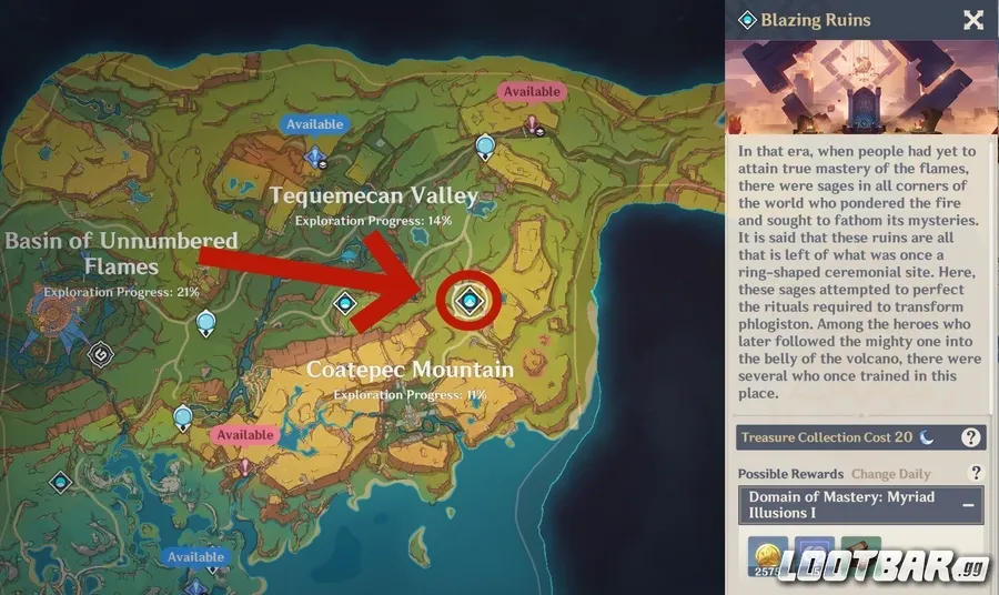 Blazing Ruins position