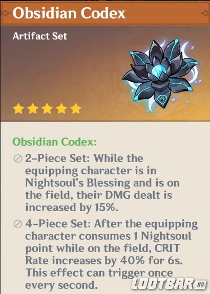Genshin Impact Artifacts - Obsidian Codex