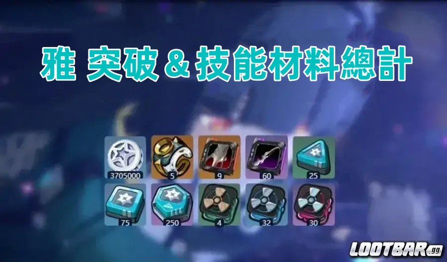 雅 突破 技能材料總計