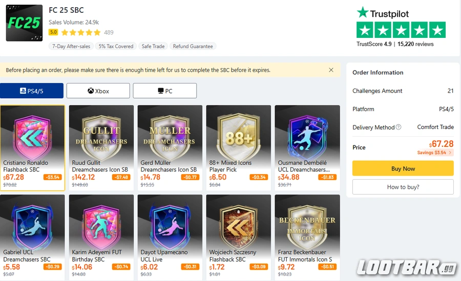 Lootbar FC25 SBC