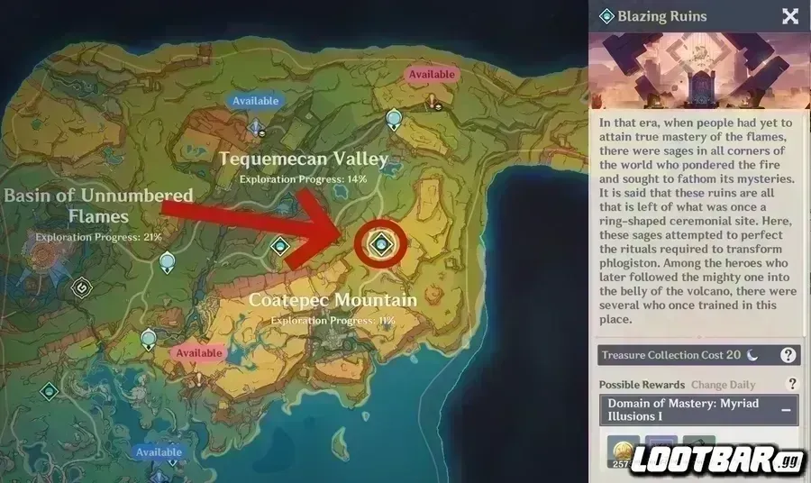 Blazing Ruins position