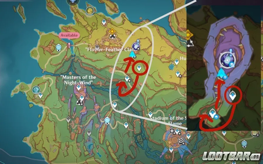 Genshin Impact Route to Boss Tenebrous Papilla