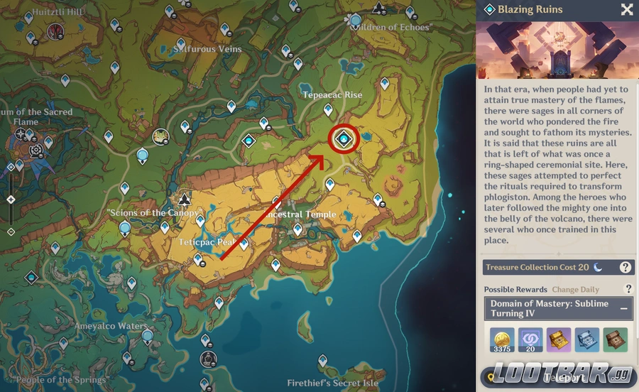 Blazing Ruins Position