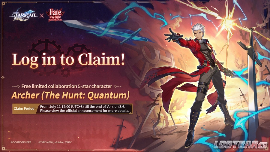 Honkai: Star Rail × Fate/stay night Collaboration - Log in to claim Archer