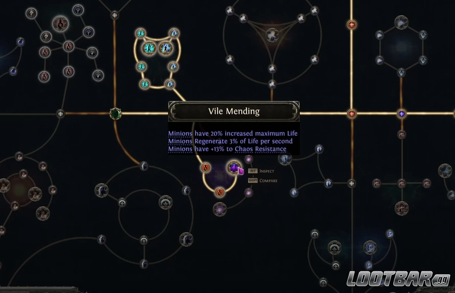 The Vile Mending Passive Skill in PoE 2.