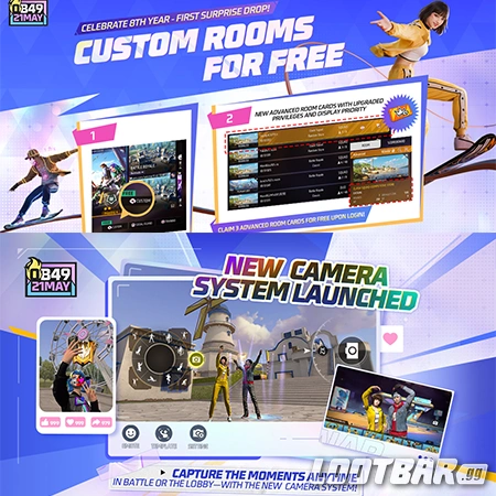 Official Free Fire OB49 Update Custom Rooms + New Camera System Showcase