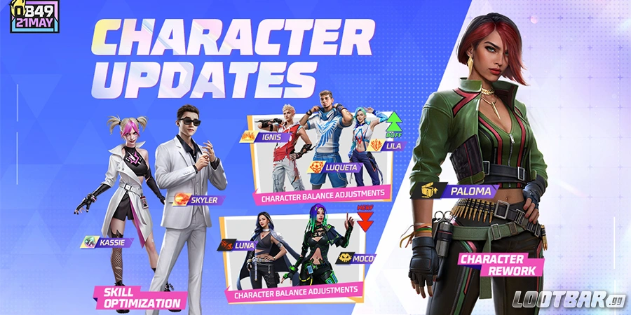 Official Free Fire OB49 Update Character Update Showcase Artwork