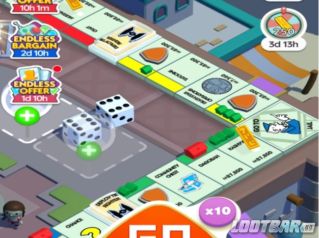 Dice showing a double roll, a common way to escape Monopoly Go from jail.