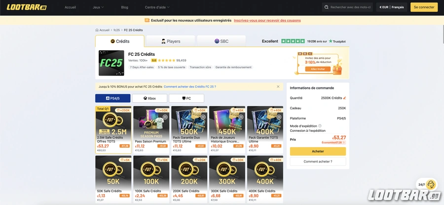 acheter des crédits FC 25 sur LootBar.gg