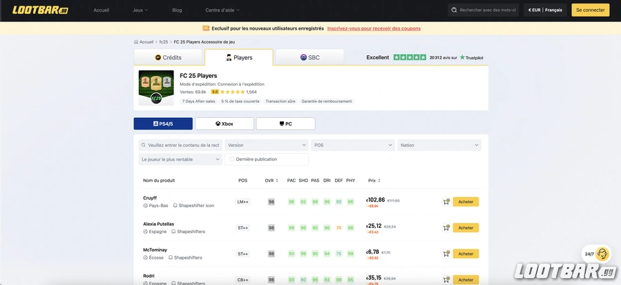 joueurs FC 25 LootBar