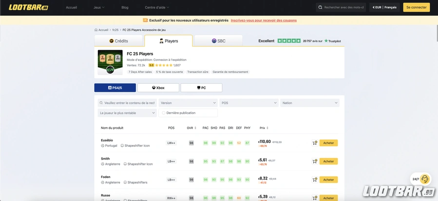 joueurs FC 25 LootBar