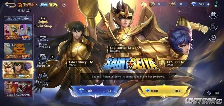MLBB x Saint Seiya Spin Event