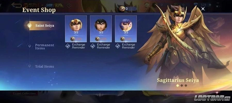 MLBB x Saint Seiya Event Shop