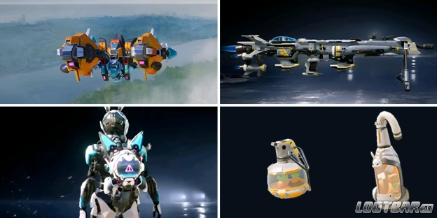 The New Glider, Backpack, DSR Skin, Molly & Grenade showcase for the Gilt Skin